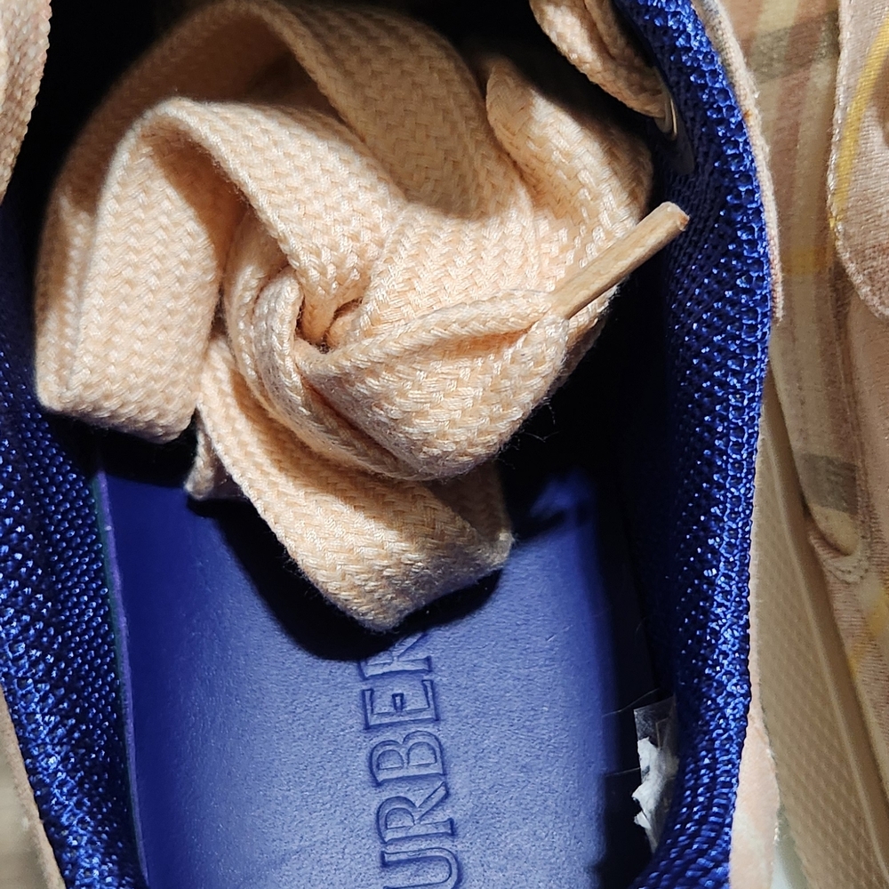 Burberry Women's Plaid Sneakers - Peach and Beige - Picture 6 of 6